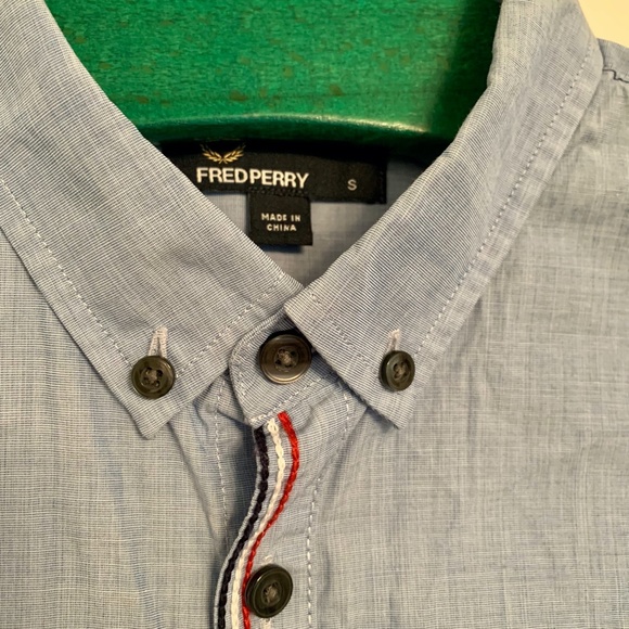 Fred Perry Short Sleeve Cotton Button Casual Oxford Shirt Size S Trim Detailing - Picture 4 of 14